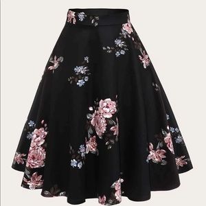 Floral print flare skirt